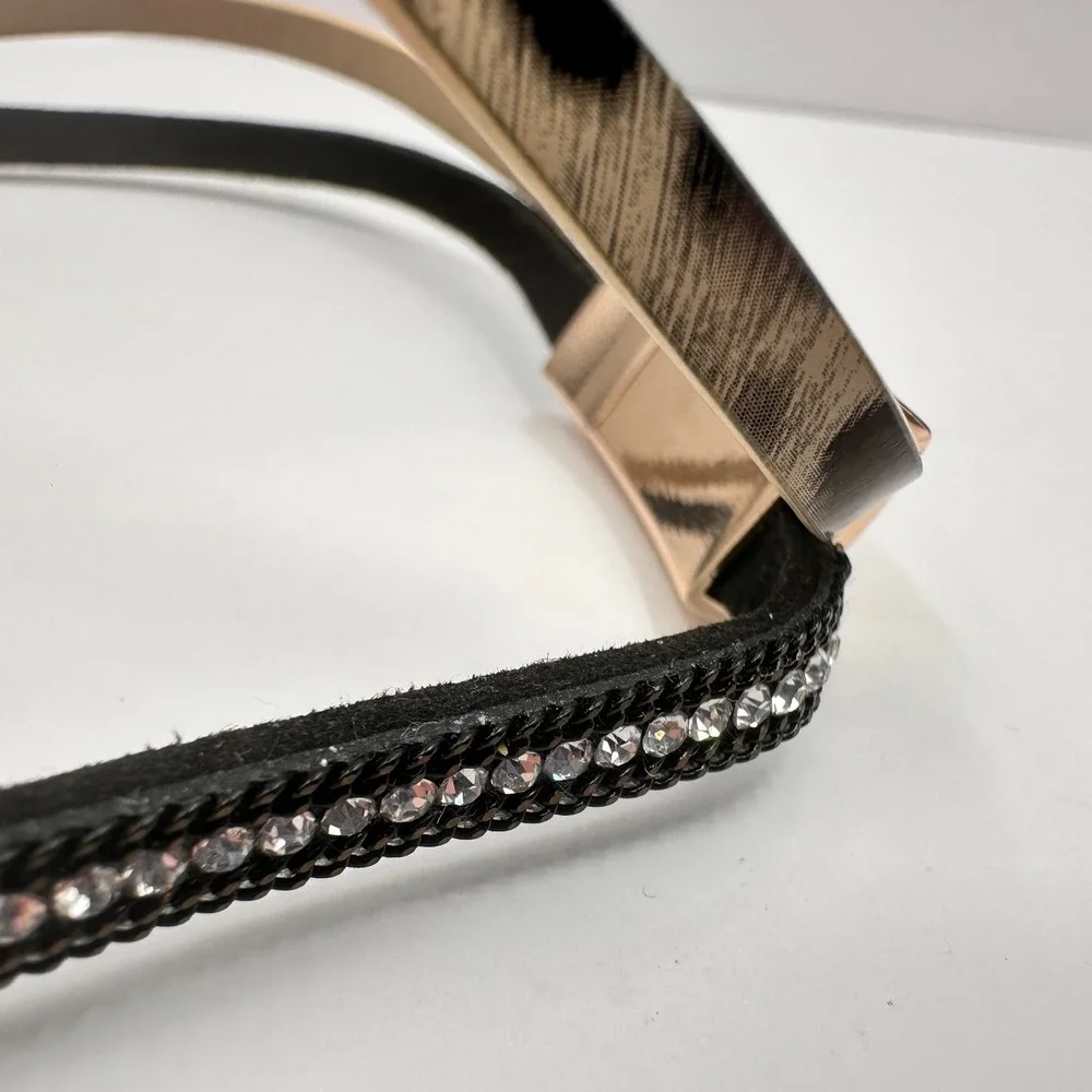 Vintage 90s Leopard Print Rhinestone Gold Tone Horse Bridle Browband